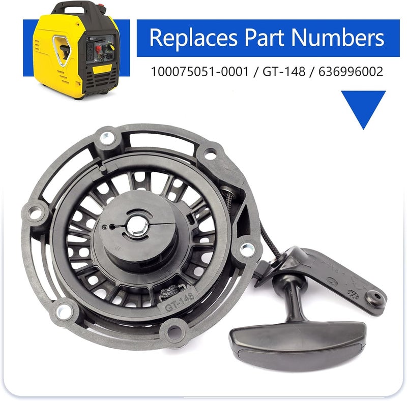 TUTUSIA 100075051-0001 Recoil Starter Assembly fit for Pulsar PG2300iS 2300W GT-148 Pull Start 636996002 Replacement for Champion 2500W Inverter Generator Model #201122 for Ryobi RYi2300BTA RYi2300 RYi2300BT - Image 3